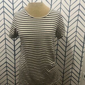 Jungmaven Cream & Black Striped Short Sleeve Tee